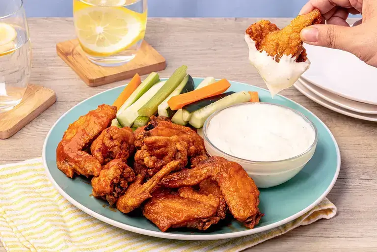 Buffalo Wings with Garlic Cream Sauce