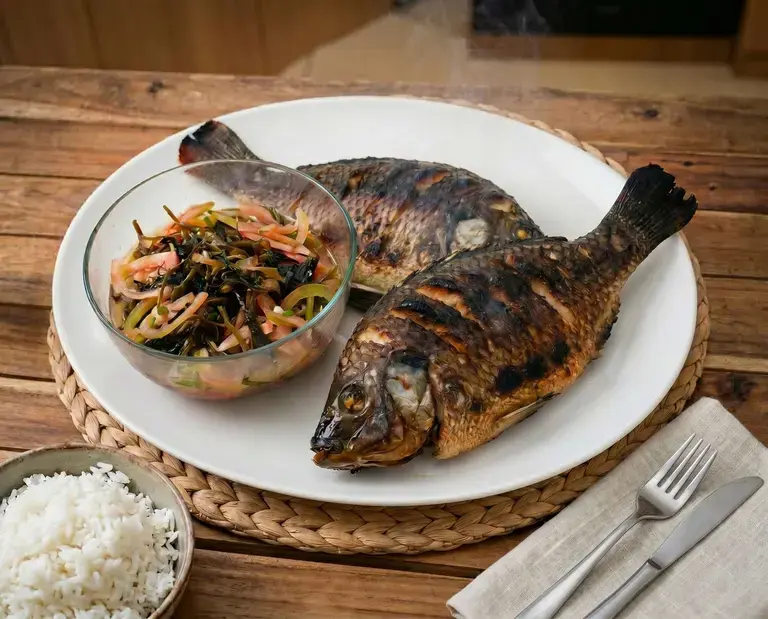 Ilocos-style Ensaladang Gamet with Grilled Tilapia