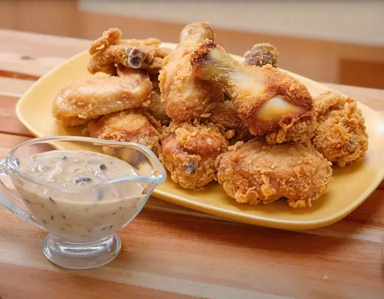 Crispy Fried Chicken with Mushroom Gravy