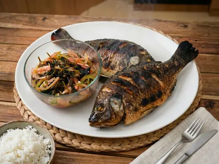 Ilocos-style Ensaladang Gamet with Grilled Tilapia