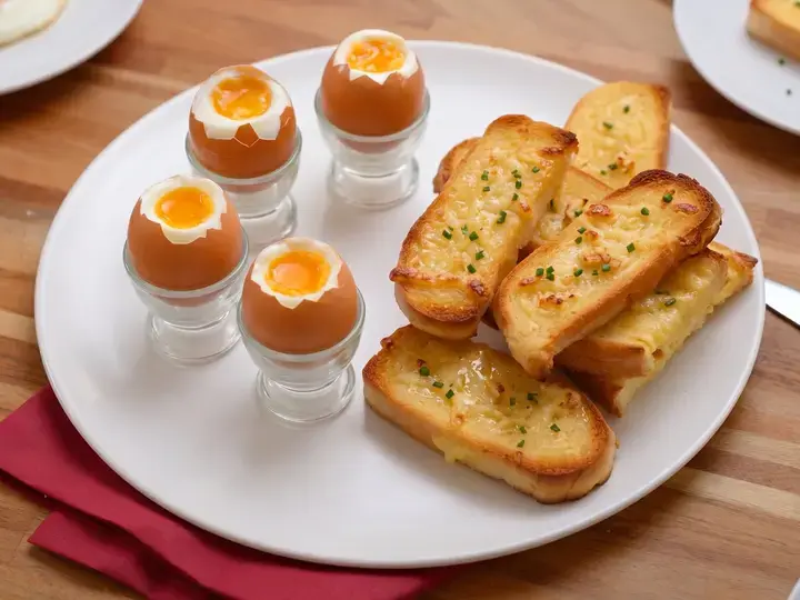 Soft-Boiled Eggs and Garlic Cheese Bread Recipe